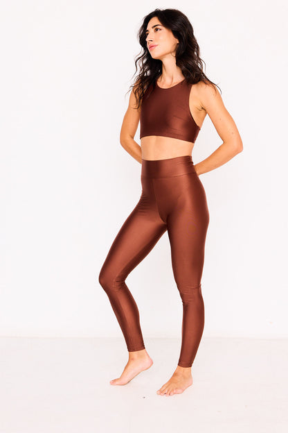 Legging KORE Capuccino – legging de yoga marrón, de frente