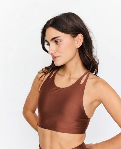 top de yoga marron